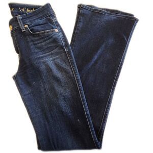 7 For All Mankind "A Pocket" Flare Leg Dark Blue Wash 90% Cotton Jeans, 25